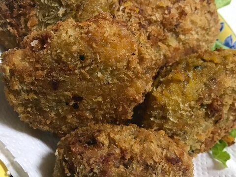 豚の生姜焼き使い回しカレー風味のかぼちゃコロッケ